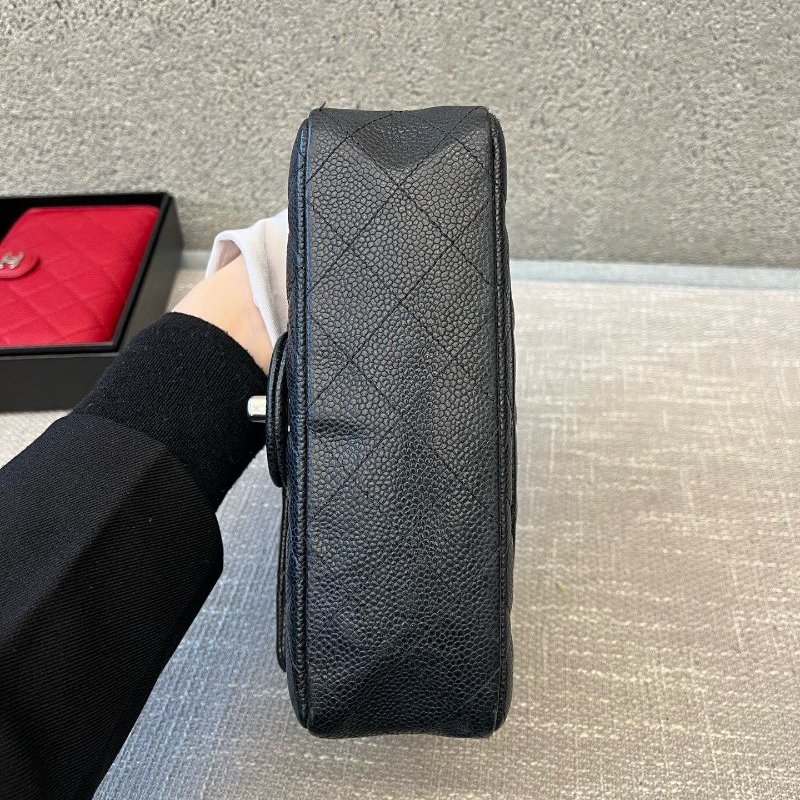 香奈兒/Chanel CF繫列大mini 黑銀荔枝紋鏈條包-4