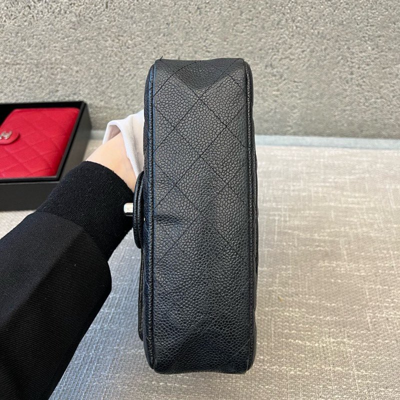 香奈兒/Chanel CF繫列大mini 黑銀荔枝紋鏈條包-7