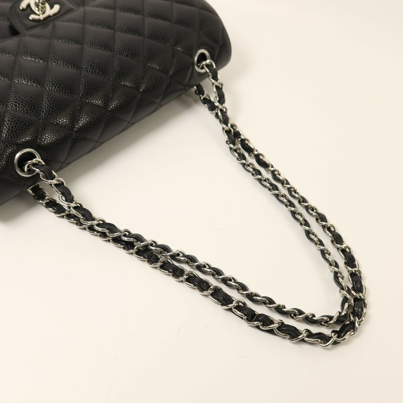 CHANEL 牛皮皮革Classic 25銀扣鏈帶肩背袋-7