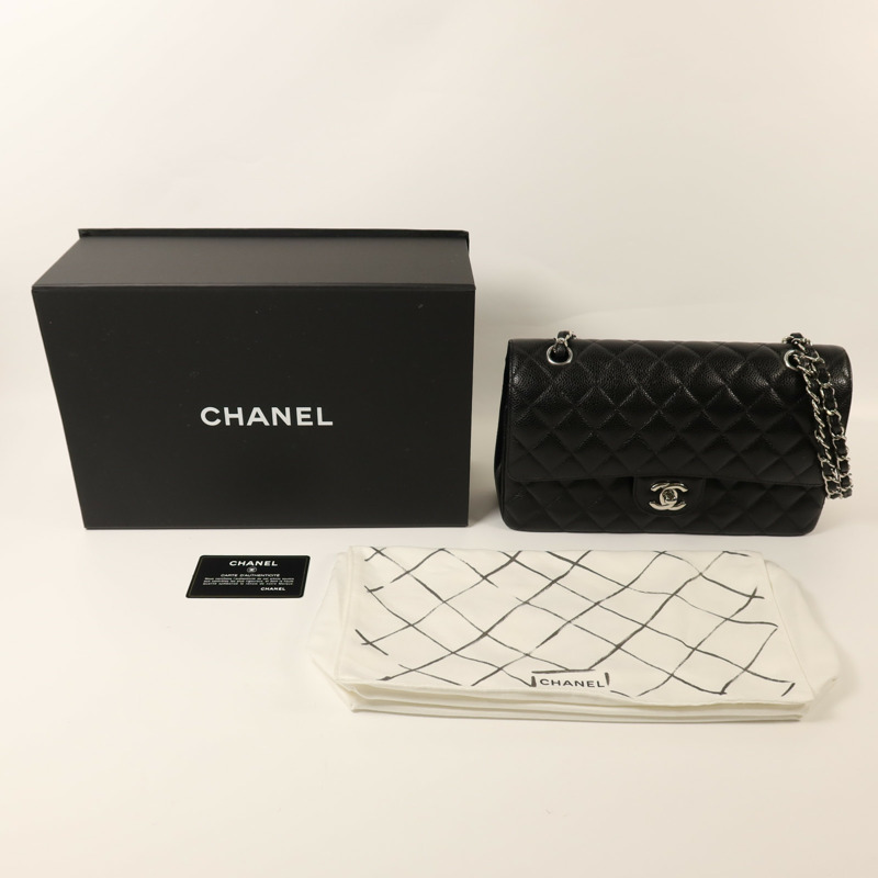 CHANEL 牛皮皮革Classic 25銀扣鏈帶肩背袋-9