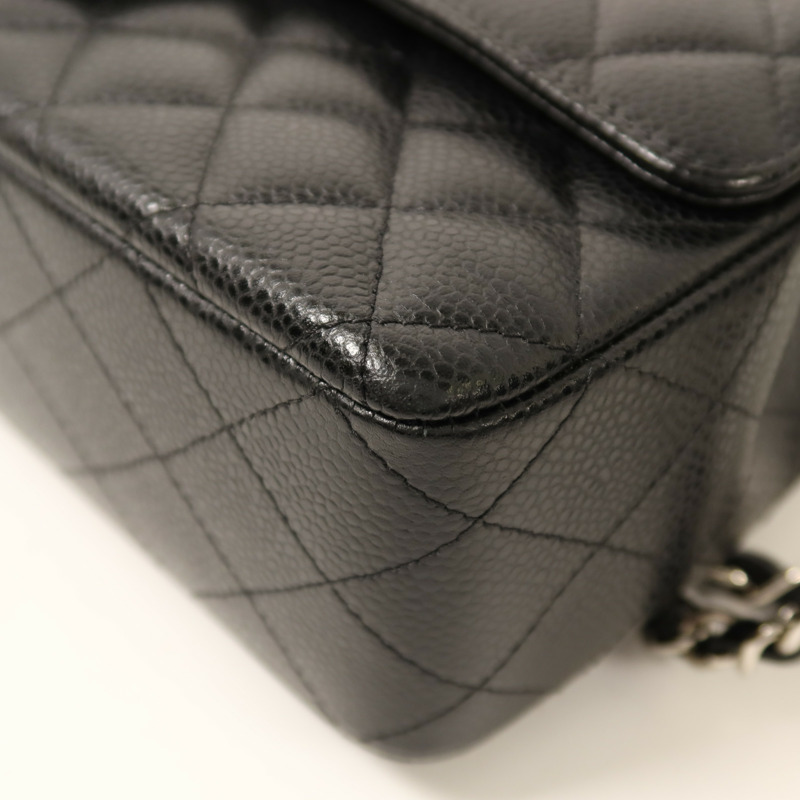 CHANEL 牛皮皮革Classic 25銀扣鏈帶肩背袋-12