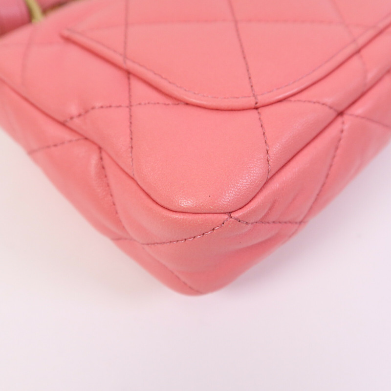 CHANEL 羊皮皮革Mini Matelasse Chain Shoulder金扣鏈帶肩背袋-7