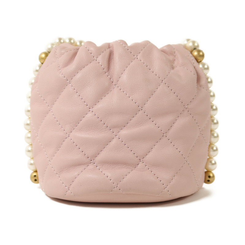 CHANEL 羊皮皮革Bucket Pearl Bag金扣肩背袋-1
