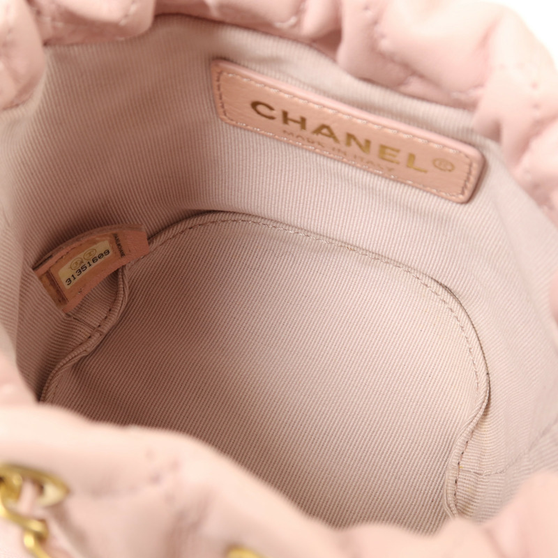 CHANEL 羊皮皮革Bucket Pearl Bag金扣肩背袋-4
