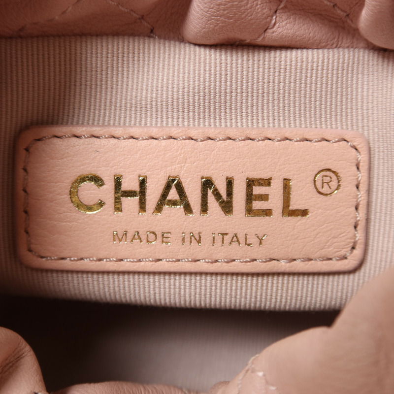 CHANEL 羊皮皮革Bucket Pearl Bag金扣肩背袋-5