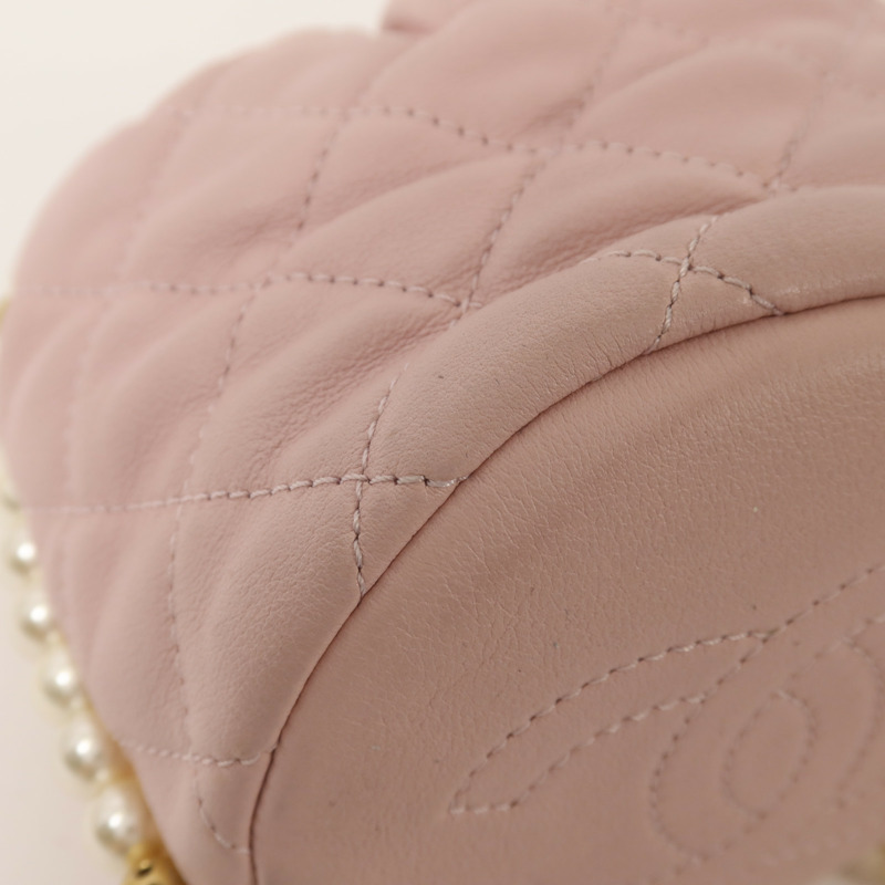 CHANEL 羊皮皮革Bucket Pearl Bag金扣肩背袋-12