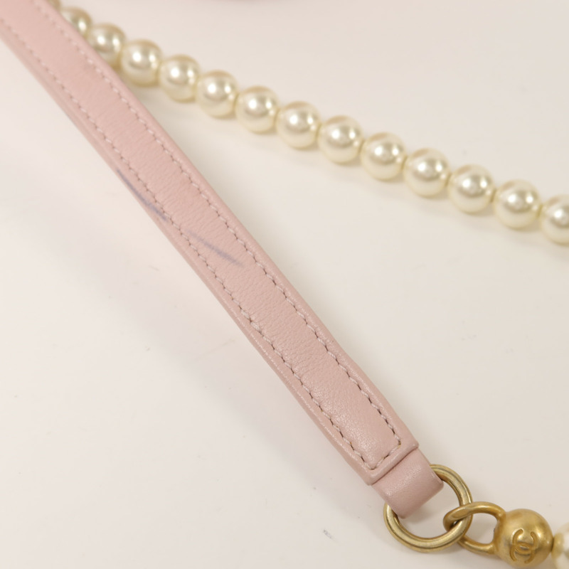 CHANEL 羊皮皮革Bucket Pearl Bag金扣肩背袋-16