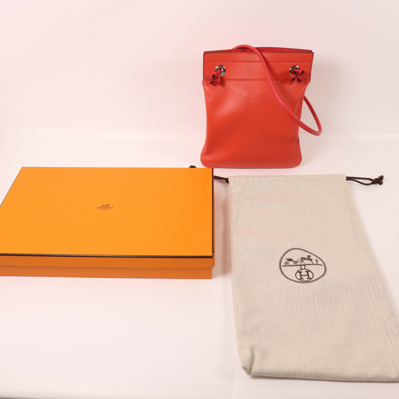 HERMES Swift皮革Aline Mini銀扣肩背袋Rouge Indien-8