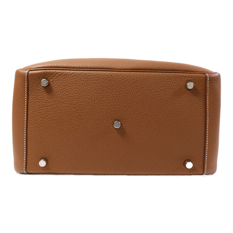 HERMES Clemence皮革Lindy 30銀扣手挽肩背兩用袋Gold-3