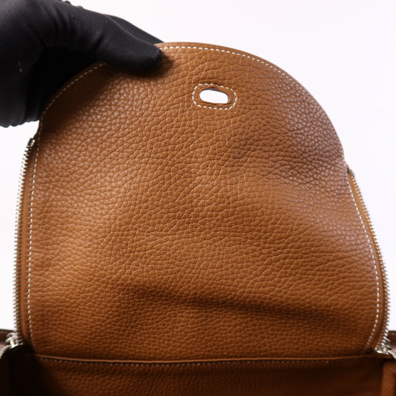 HERMES Clemence皮革Lindy 30銀扣手挽肩背兩用袋Gold-10