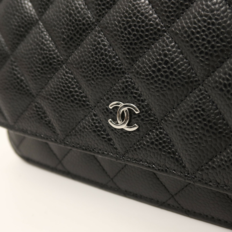 CHANEL 牛皮皮革Wallet On Chain銀扣鏈帶肩背袋-9