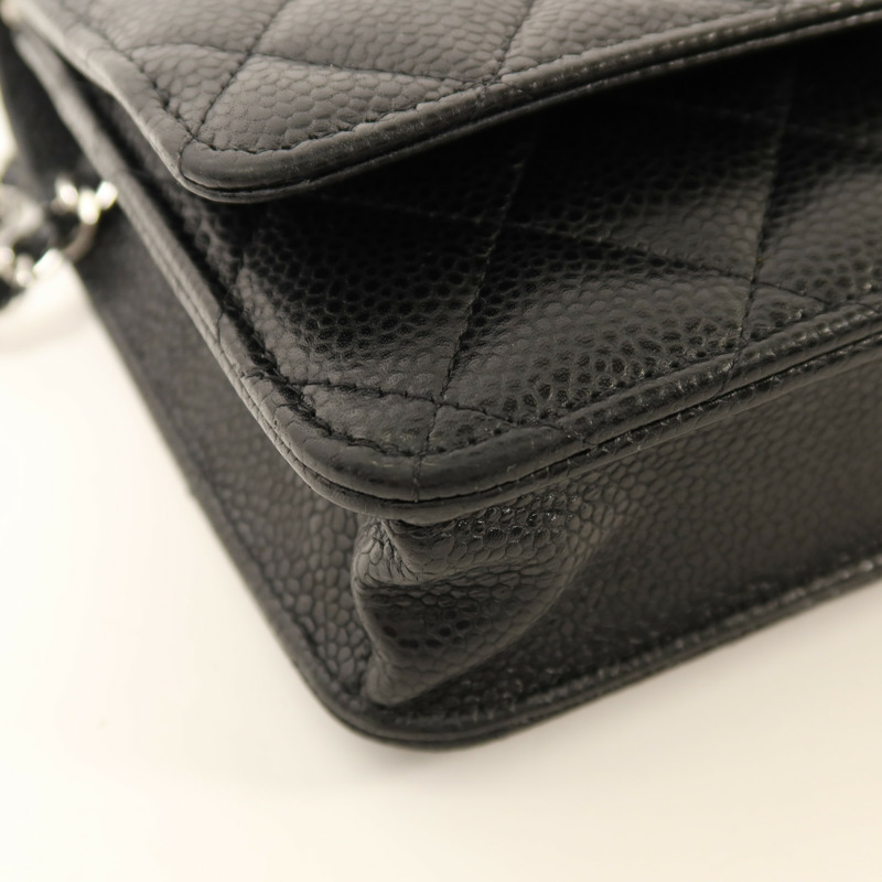 CHANEL 牛皮皮革Wallet On Chain銀扣鏈帶肩背袋-11