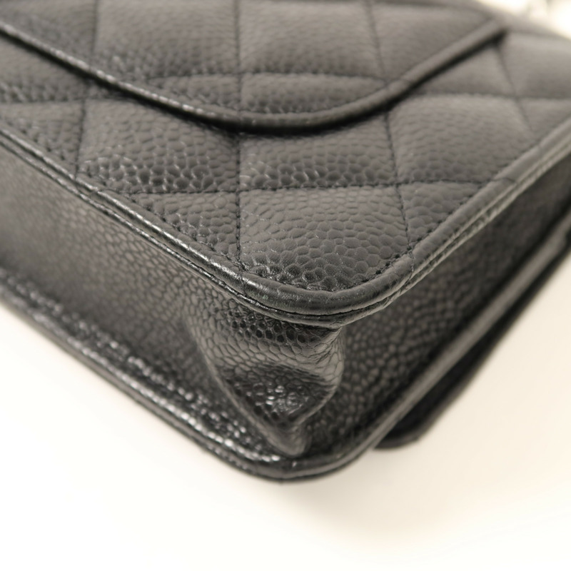 CHANEL 牛皮皮革Wallet On Chain銀扣鏈帶肩背袋-14