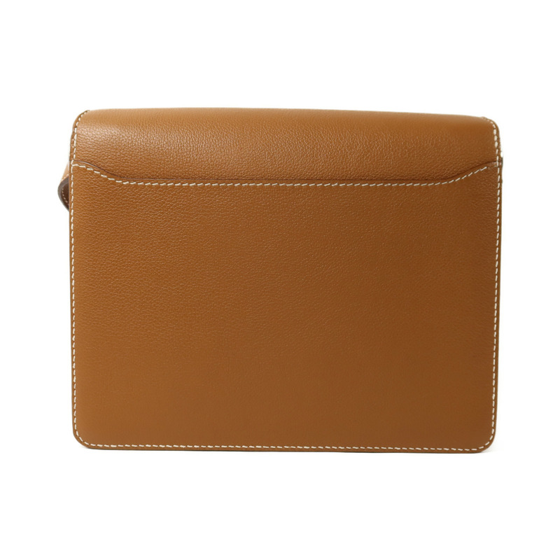 HERMES Evercolor皮革Roulis 23銀扣肩背袋Gold-1