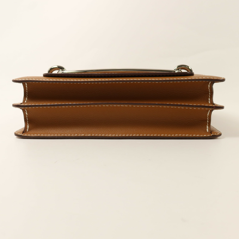 HERMES Evercolor皮革Roulis 23銀扣肩背袋Gold-3