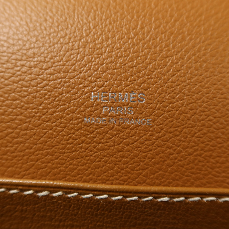 HERMES Evercolor皮革Roulis 23銀扣肩背袋Gold-5