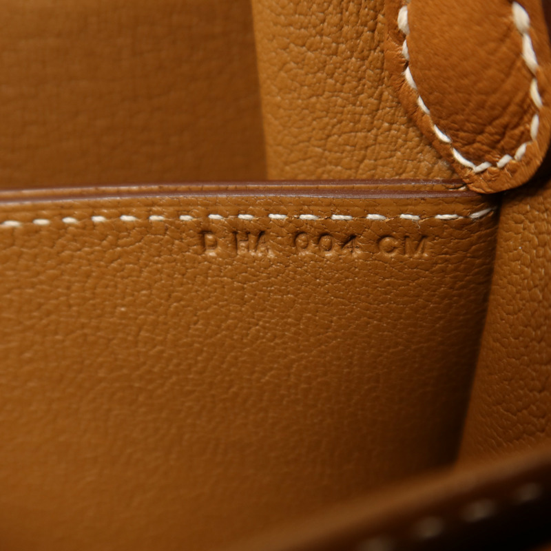 HERMES Evercolor皮革Roulis 23銀扣肩背袋Gold-6