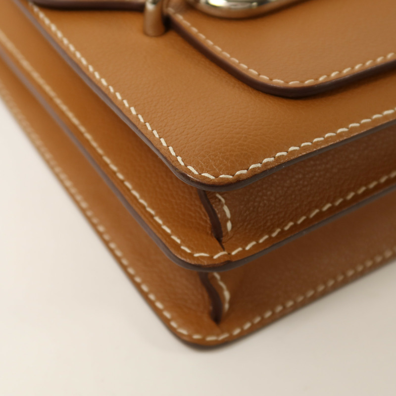 HERMES Evercolor皮革Roulis 23銀扣肩背袋Gold-10