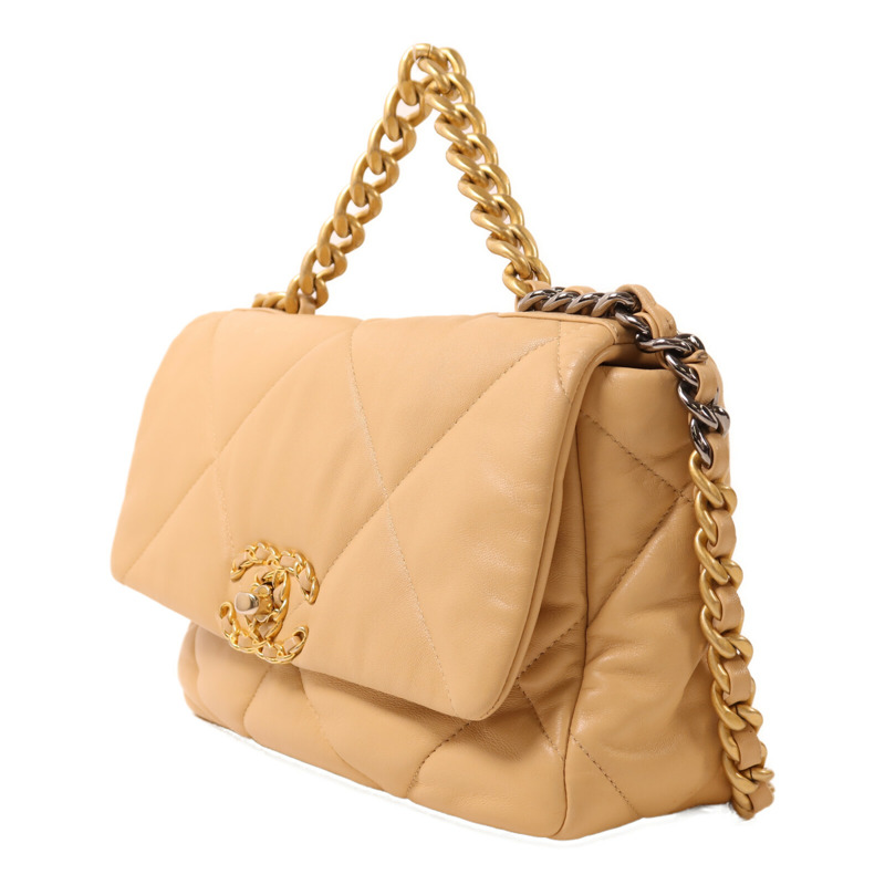 CHANEL 羊皮皮革Chanel 19鏈帶手挽肩背兩用袋-2
