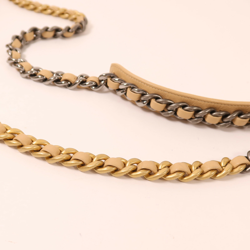 CHANEL 羊皮皮革Chanel 19鏈帶手挽肩背兩用袋-9