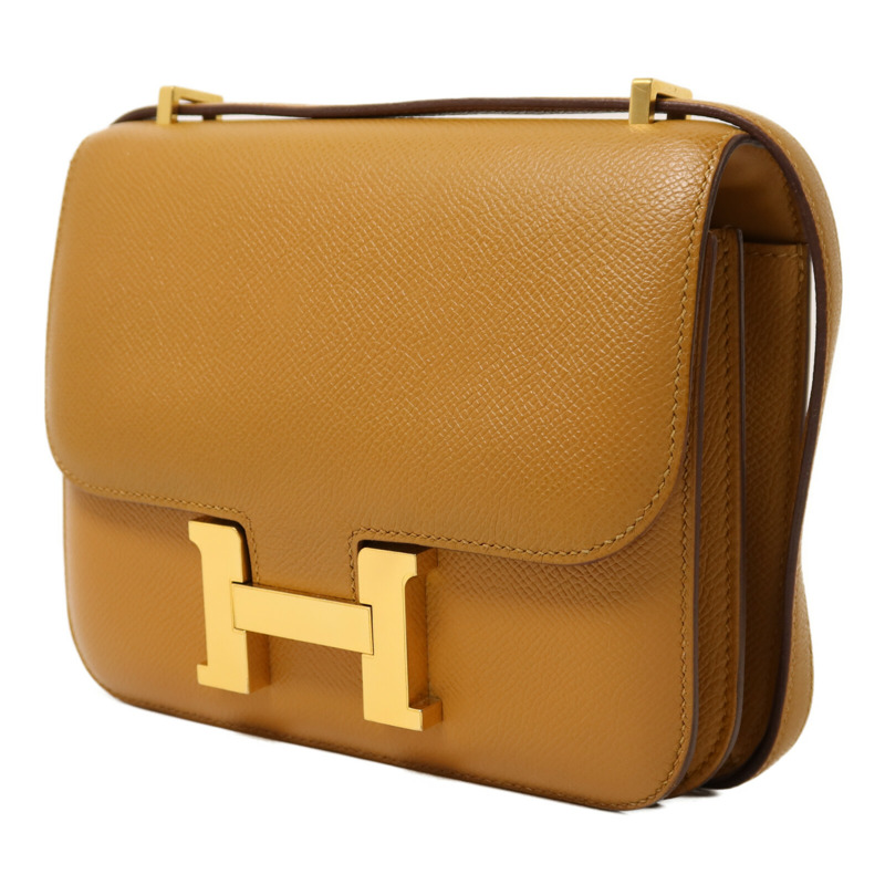 HERMES Epsom皮革Constance Mini金扣肩背袋Sesame-2