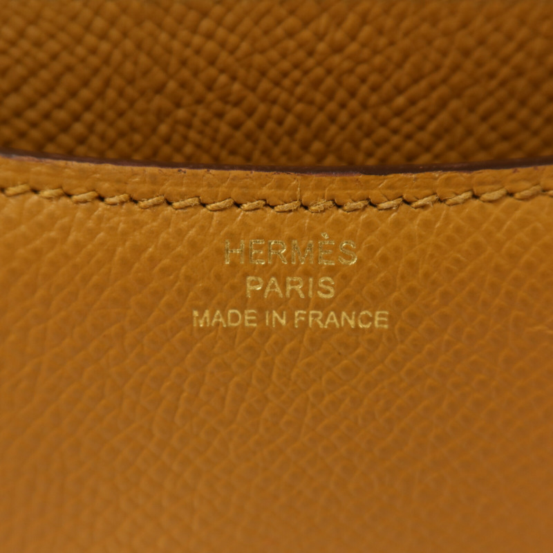 HERMES Epsom皮革Constance Mini金扣肩背袋Sesame-5
