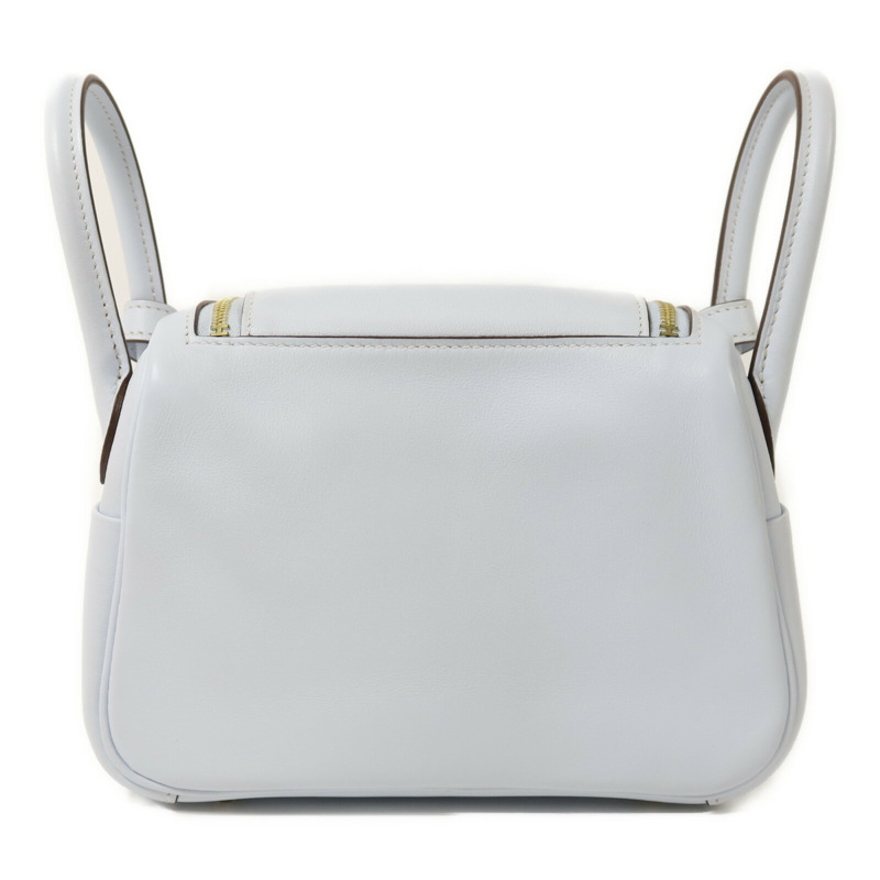 HERMES Swift皮革Mini Lindy金扣手挽肩背兩用袋Bleu Brume-1