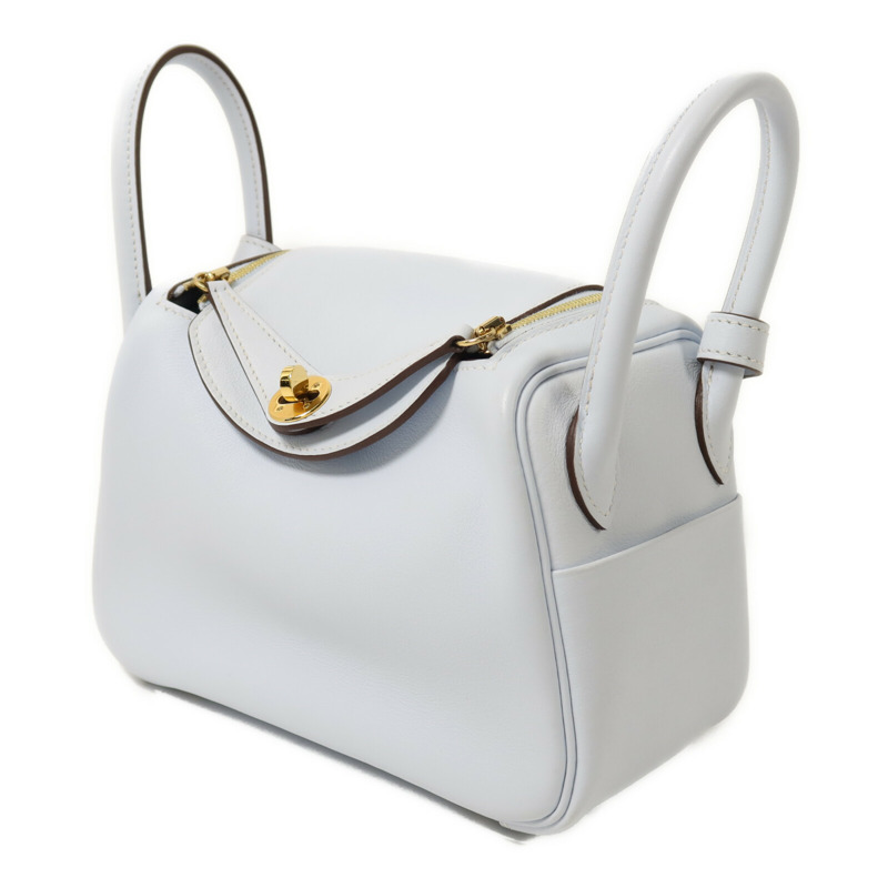 HERMES Swift皮革Mini Lindy金扣手挽肩背兩用袋Bleu Brume-2