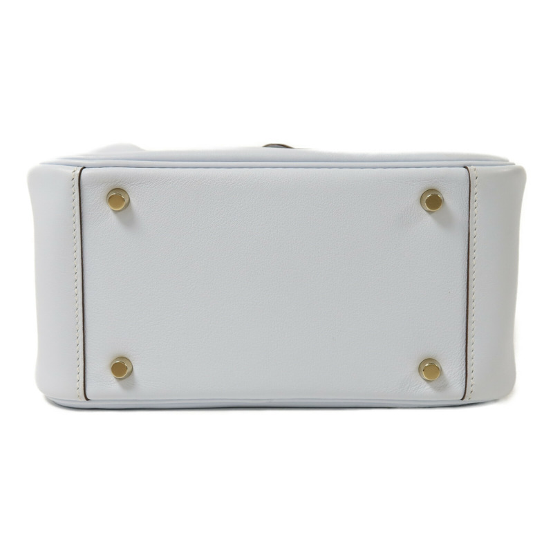 HERMES Swift皮革Mini Lindy金扣手挽肩背兩用袋Bleu Brume-3