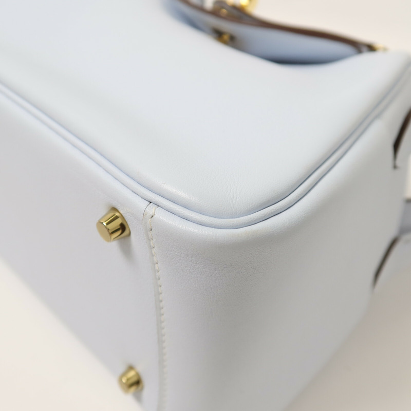 HERMES Swift皮革Mini Lindy金扣手挽肩背兩用袋Bleu Brume-12