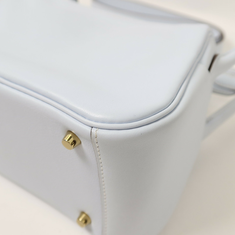 HERMES Swift皮革Mini Lindy金扣手挽肩背兩用袋Bleu Brume-14