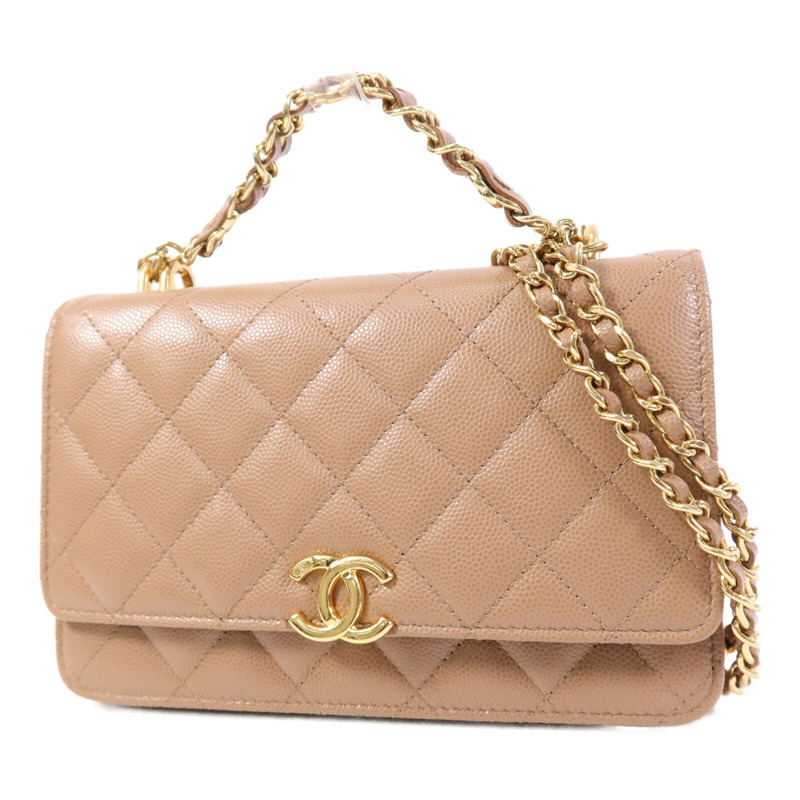 CHANEL 牛皮皮革WOC Wallet On Chain金扣鏈帶手挽肩背兩用袋-2