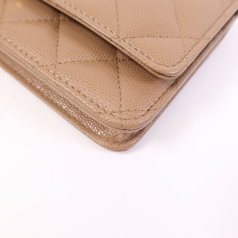 CHANEL 牛皮皮革WOC Wallet On Chain金扣鏈帶手挽肩背兩用袋-4