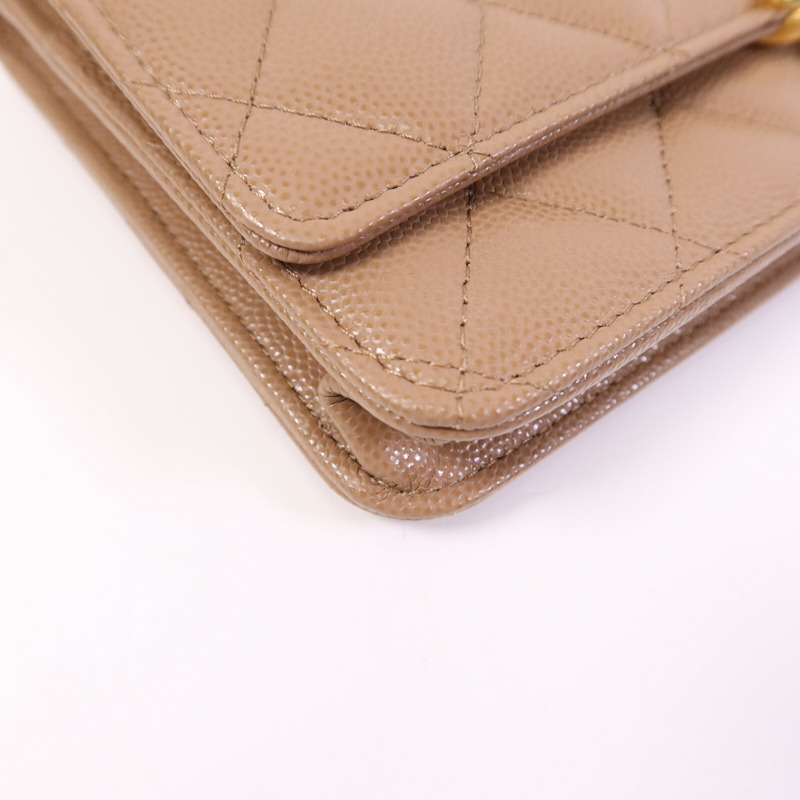 CHANEL 牛皮皮革WOC Wallet On Chain金扣鏈帶手挽肩背兩用袋-5