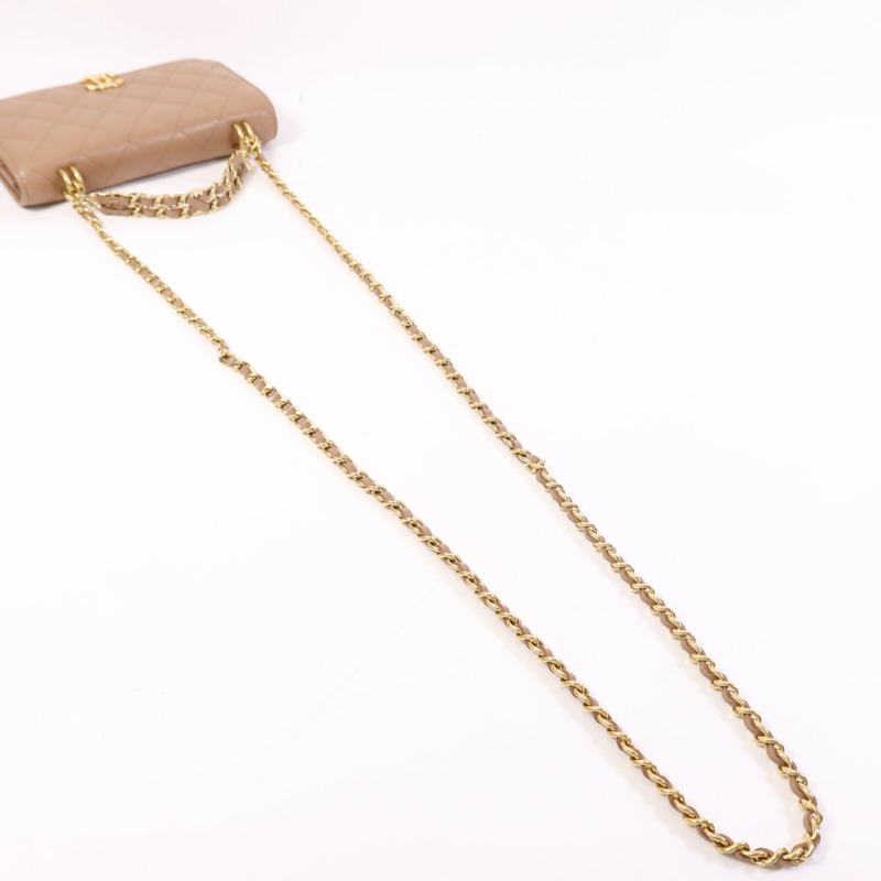 CHANEL 牛皮皮革WOC Wallet On Chain金扣鏈帶手挽肩背兩用袋-8