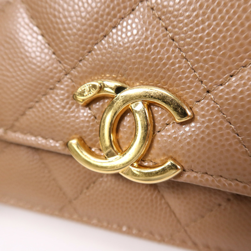 CHANEL 牛皮皮革WOC Wallet On Chain金扣鏈帶手挽肩背兩用袋-9