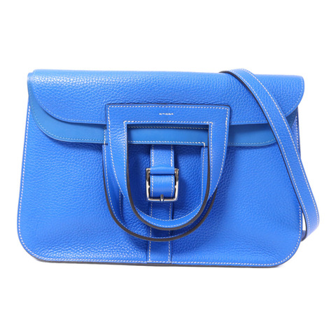 HERMES Clemence皮革Halzan 31銀扣手挽肩背兩用袋