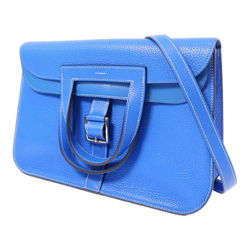 HERMES Clemence皮革Halzan 31銀扣手挽肩背兩用袋-2