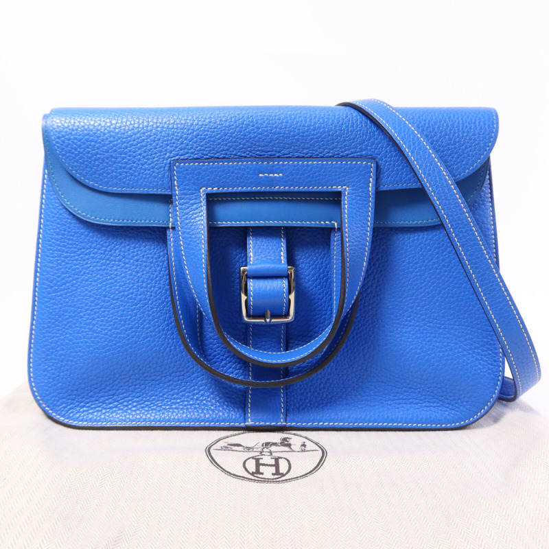 HERMES Clemence皮革Halzan 31銀扣手挽肩背兩用袋-13