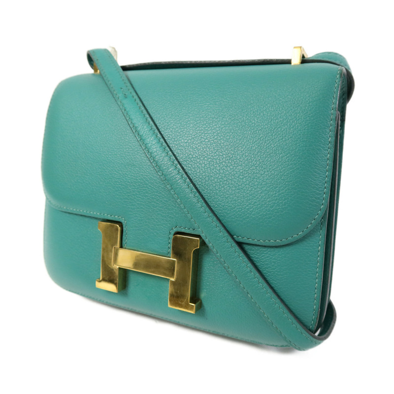 HERMES Evercolor皮革Constance Mini金扣肩背袋Vert Vertigo-2