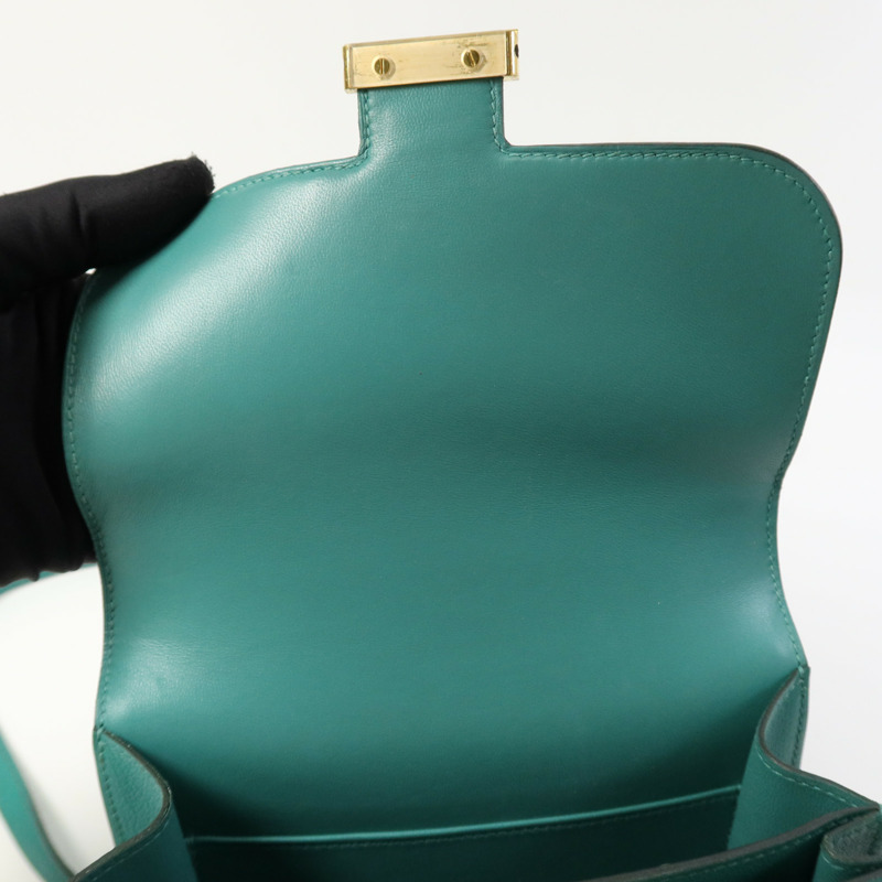 HERMES Evercolor皮革Constance Mini金扣肩背袋Vert Vertigo-10