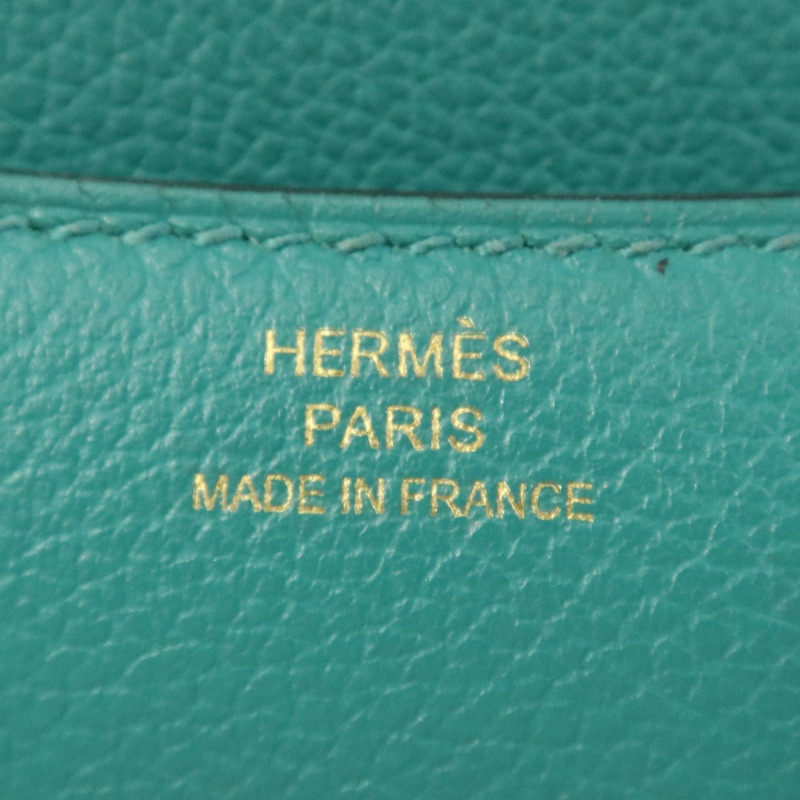 HERMES Evercolor皮革Constance Mini金扣肩背袋Vert Vertigo-12