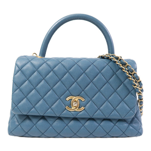 CHANEL 牛皮皮革Coco Handle金扣鏈帶手挽肩背兩用袋