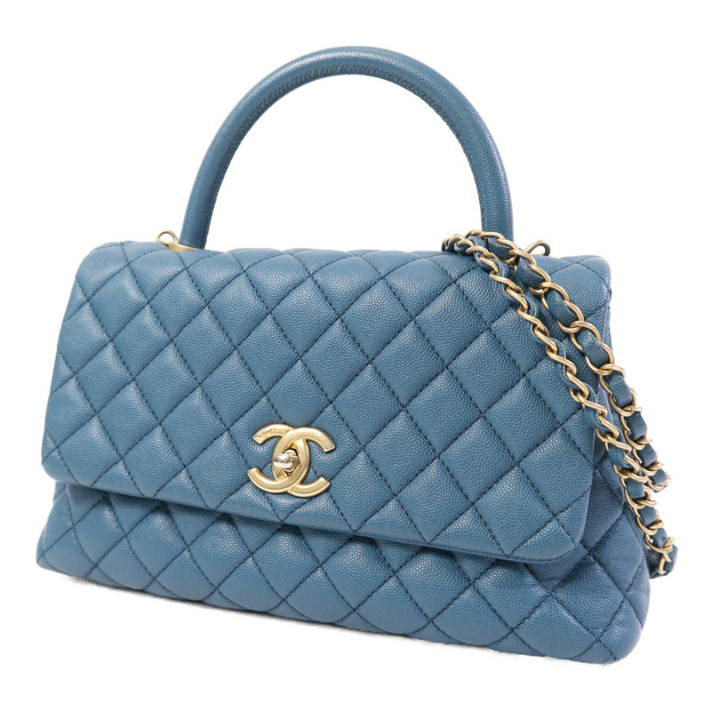 CHANEL 牛皮皮革Coco Handle金扣鏈帶手挽肩背兩用袋-2