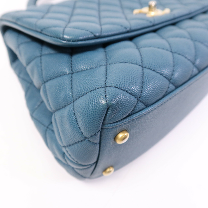 CHANEL 牛皮皮革Coco Handle金扣鏈帶手挽肩背兩用袋-5