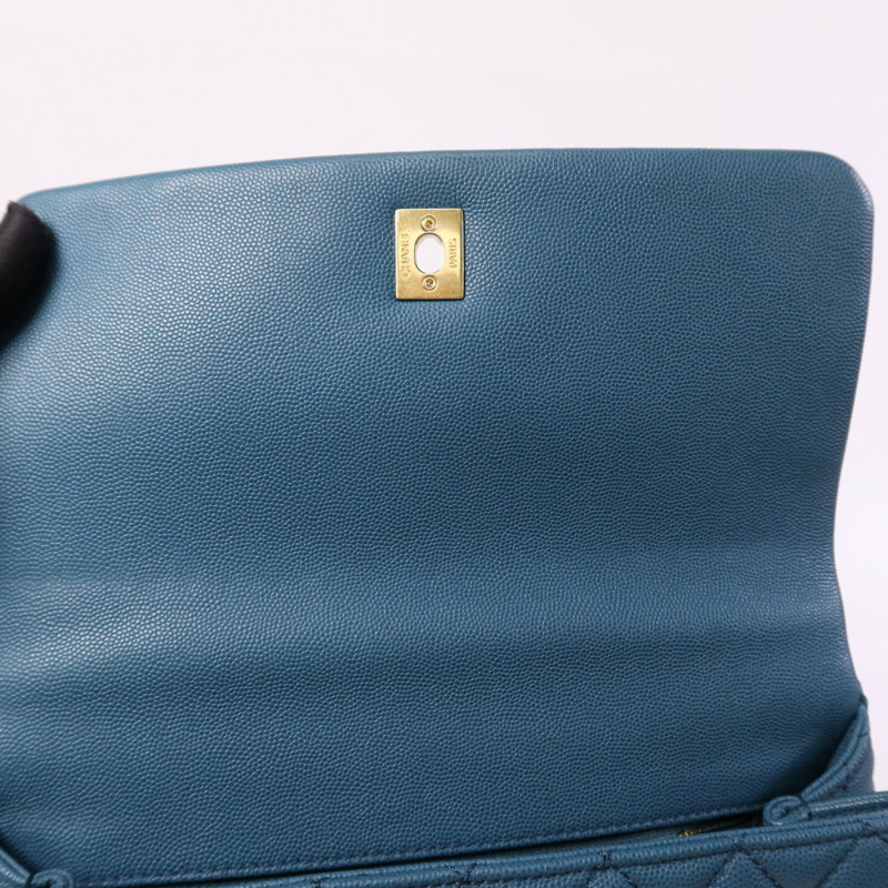 CHANEL 牛皮皮革Coco Handle金扣鏈帶手挽肩背兩用袋-11