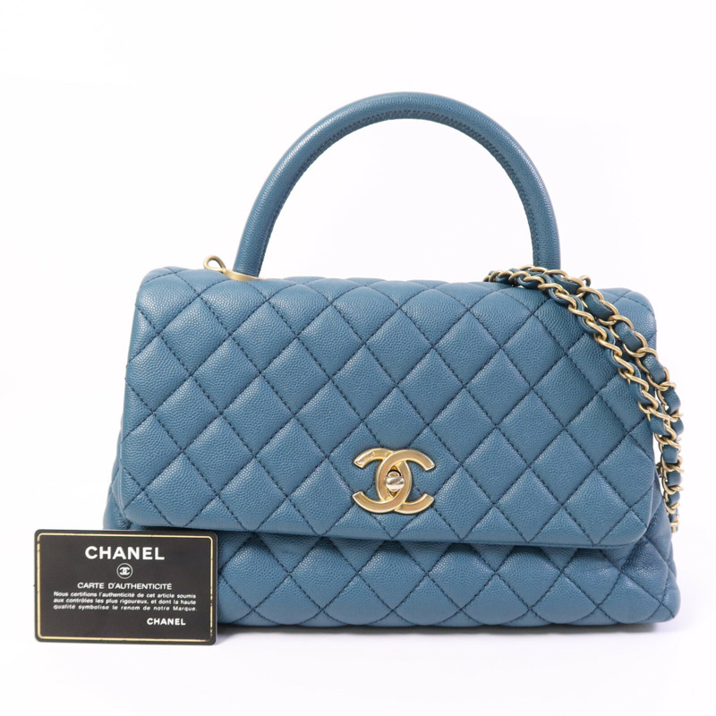 CHANEL 牛皮皮革Coco Handle金扣鏈帶手挽肩背兩用袋-15