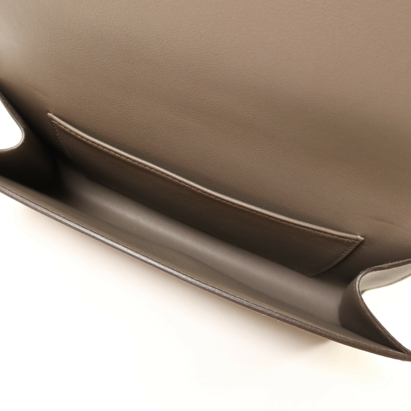 HERMES Swift皮革Medor銀扣手拿包Etain-4