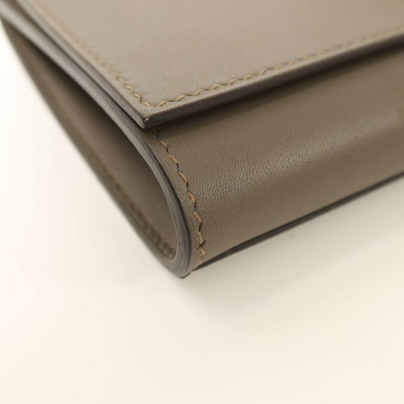 HERMES Swift皮革Medor銀扣手拿包Etain-9