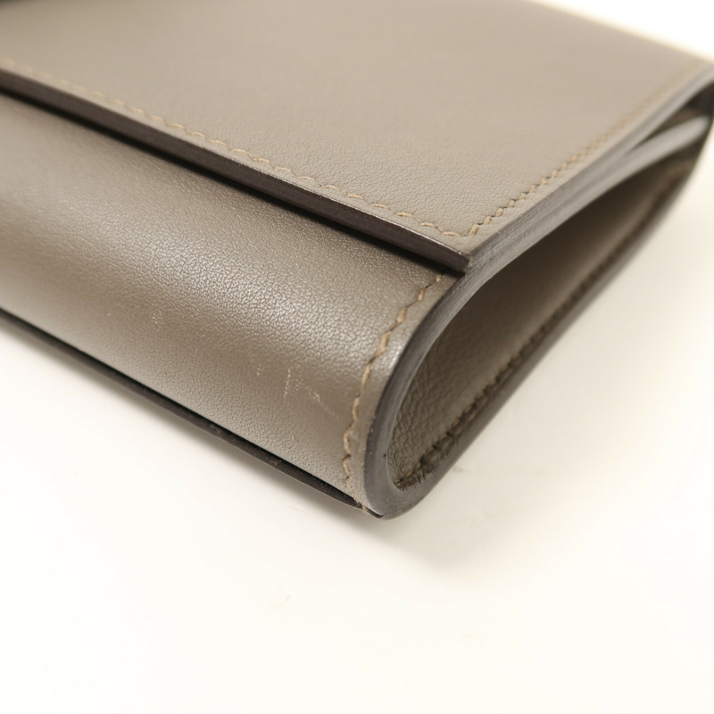 HERMES Swift皮革Medor銀扣手拿包Etain-10